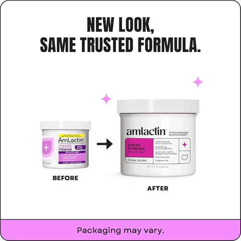 AmLactin Crepe Firming Cream - Therapeutic Skin Tightening Cream for Body – No-Scrub Exfoliator and Moisturizer, Skin Care with 15% Lactic Acid AHA, 12 oz (Packaging May Vary)