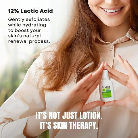 AmLactin Daily Nourish Therapeutic Body Lotion for Dry Skin - No-Scrub Exfoliator and Moisturizer 12% Lactic Acid Lotion, 2 Fl Oz (Pack of 6) (Packaging May Vary)